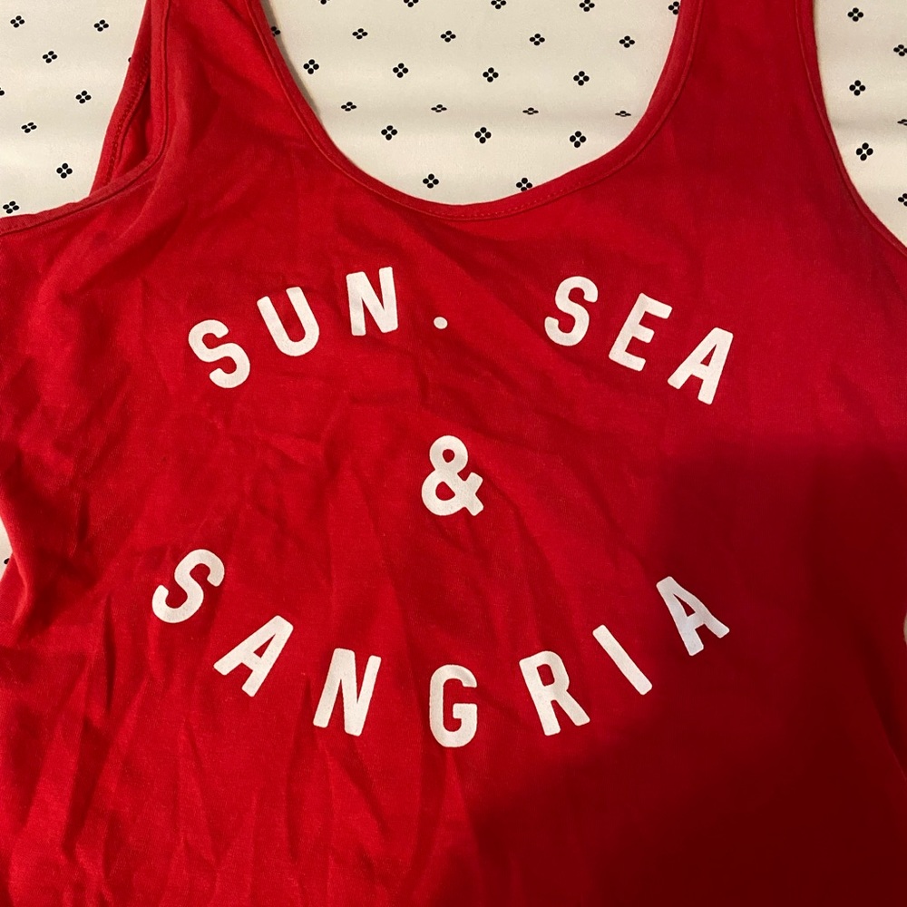 Red summer body suit.